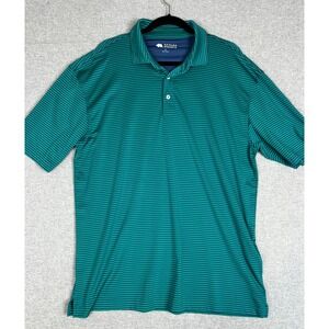 Onward Reserve Polo Shirt Mens XL Green Navy Blue Striped Performance Golf 2771